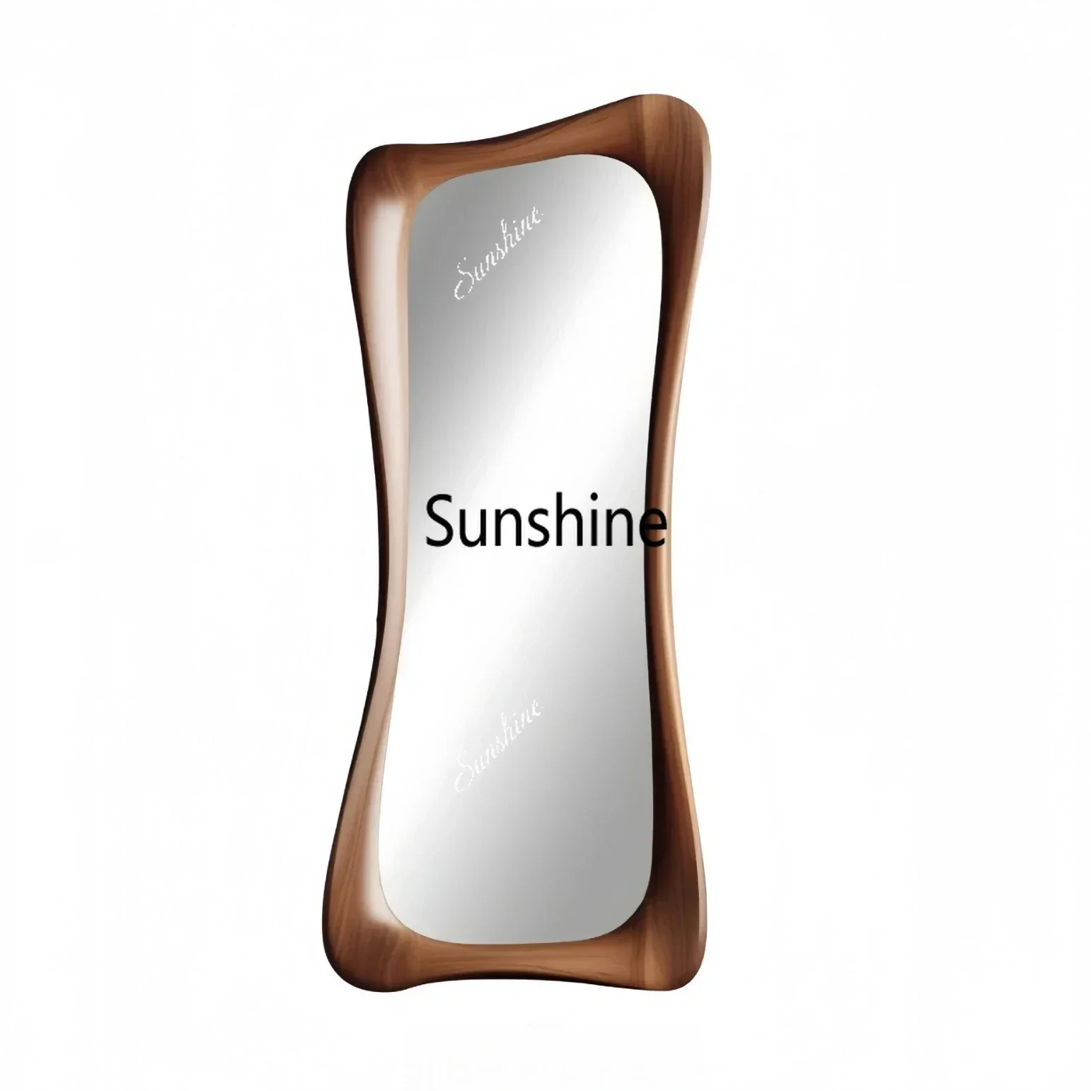 Tempered Glass American-style Irregular Antique Dressing Mirror Floor Mirror Solid Wood Full-length Mirror for Living Room T*