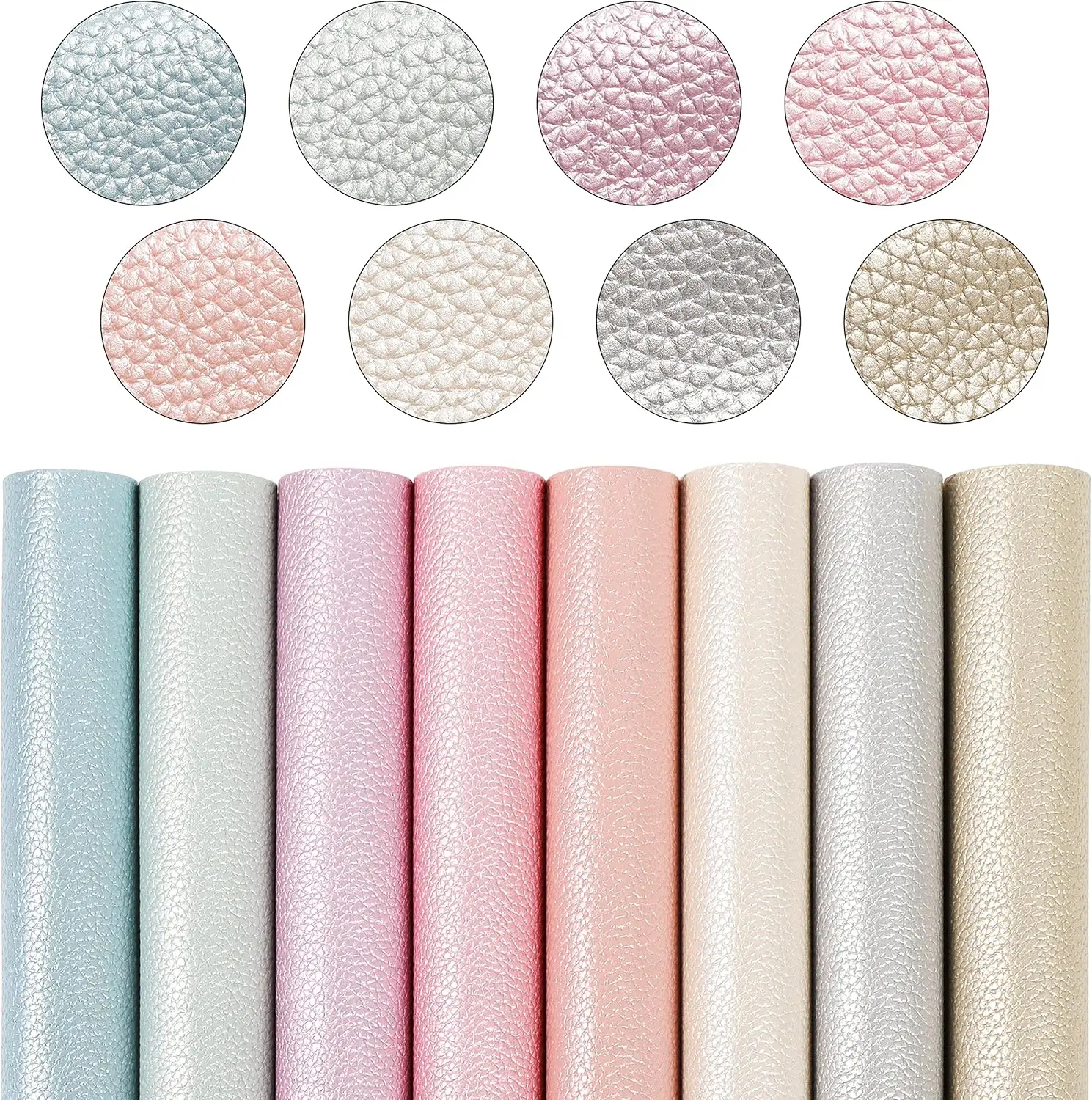 

Shiny Pearl Faux Leather Sheets Set: 8 Colors, A4 Size for DIY Crafts Like Earrings and Bows