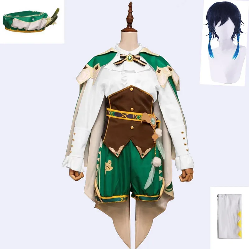 

sisi 2233Anime Game Genshin Impact Cosplay Venti Costume Party Dress With Wig Adult Women Halloween Carnival Cos Clothing Outfit