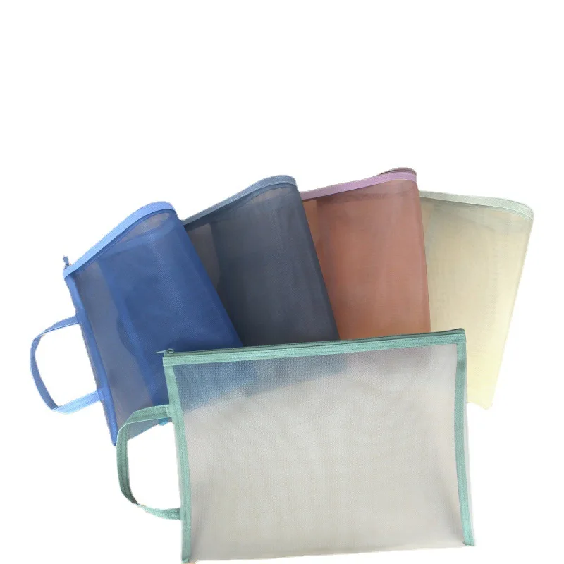1Pc A4 Transparant Nylon Mesh Rits Document Tas Papier Bestand Map Boek Potlood Pen Tas Office Student Levering