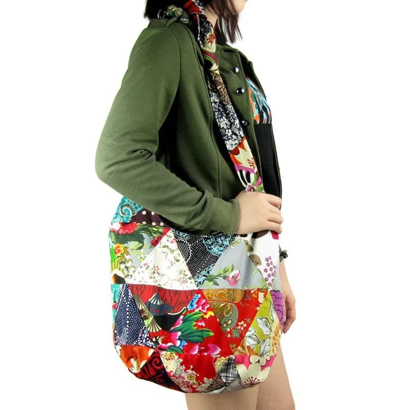 Borsa Patchwork Vintage borse con tracolla regolabile borse Hippie bohémien Vintage borsa a tracolla a tracolla da donna borse da donna