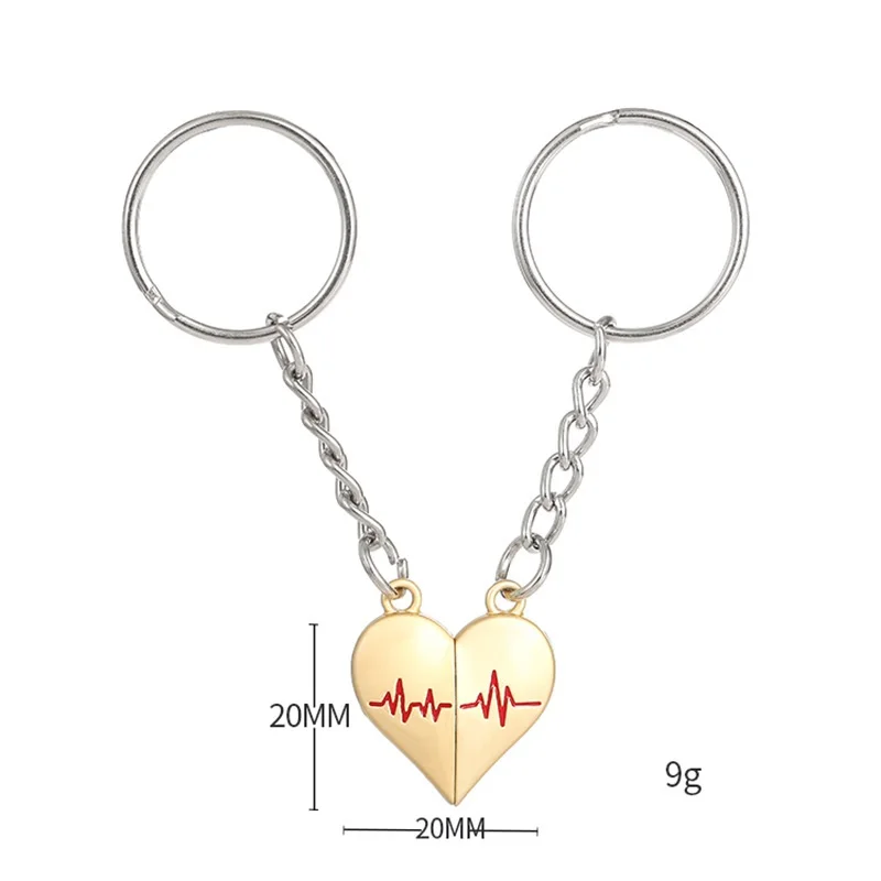 Matching Keychain Cute Heart Keychains for Him Couples Gift  Beating Heart Magnet Couple Key Ring Sweet Key Chains DIY Jewelry