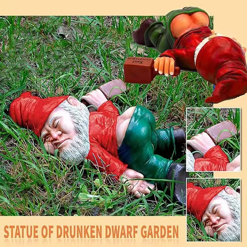 Hot Sale! Adorable Drunken Dwarf Resin Statue - Outdoor Garden Decor, Home Ornament & Micro Landscape Figurine