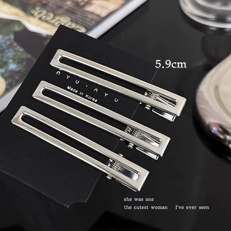 2/3 Teile/satz Y2K Silber Metall Haarnadel für Frauen Mädchen Stern Haar Clips Mehrere Stile Nahtlose Entenschnabel Clip haar Accessoires – Detail 11