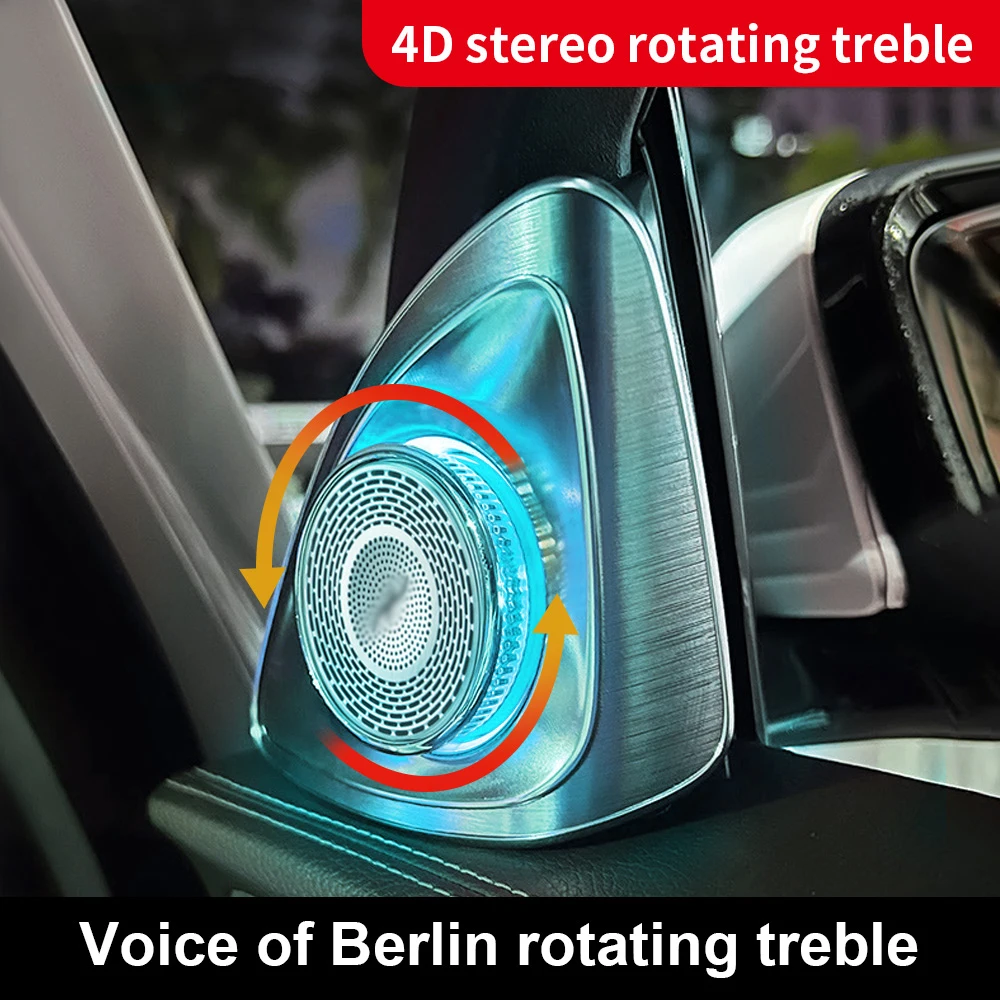For Mercedes-benz W213 W205 X253 GLC W222 C/E/S-Class 7/64Color 4D Rotating Tweeter Car Midrange Cover Led Speaker Ambient Light