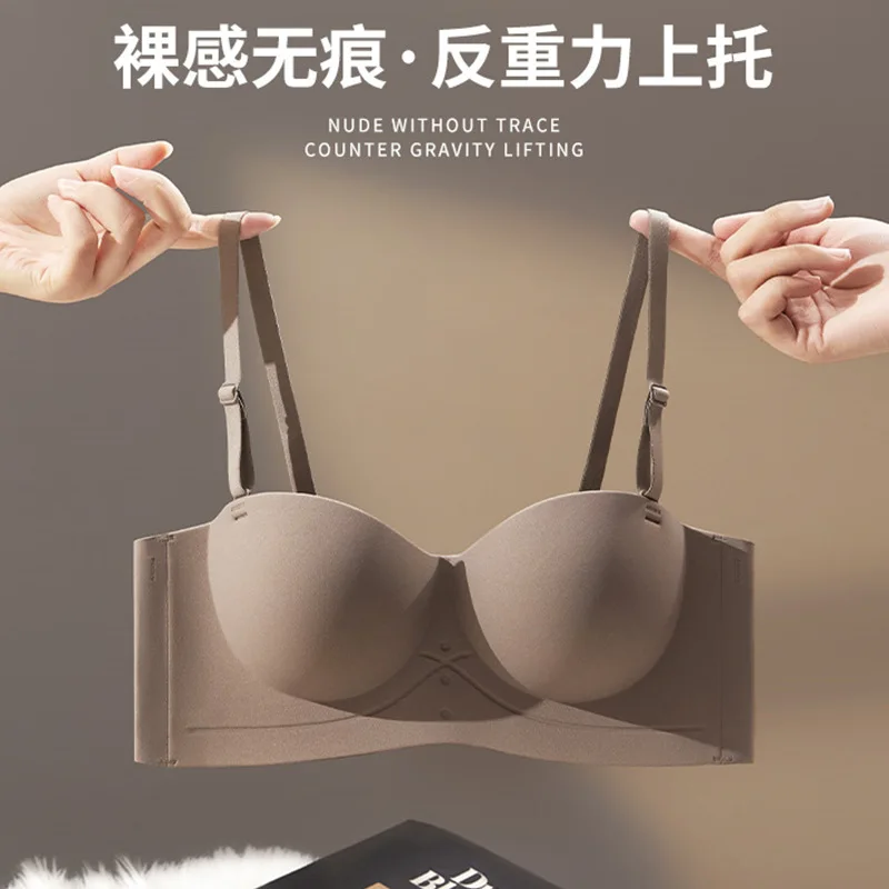 Zomer markless half cup ondergoed voor dames met kleine borsten verzameld om ze groot uit te zien zonder stalen ringen en borsten t