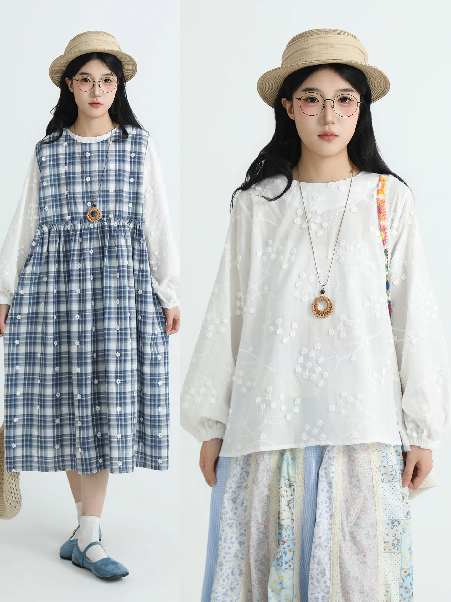 

Женская хлопковая блузка Boeren с длинным рукавом и круглым вырезом, свободного кроя, с художественной цветочной вышивкой, стройнящая, для весеннего повседневного образа