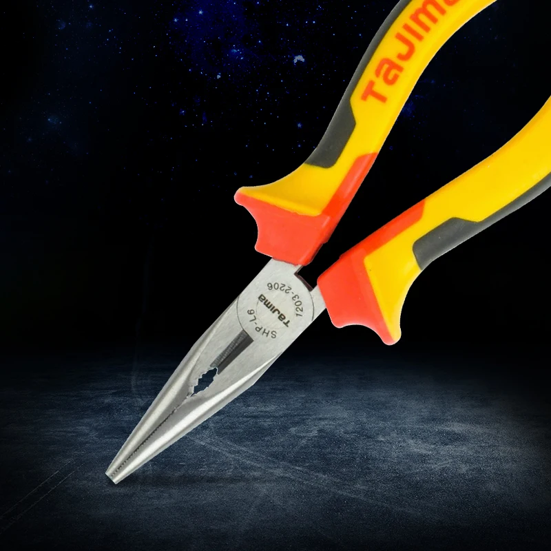 Tajima SHP-L6/L8 American tricolor handle needle-nose pliers Needle-nose pliers Multi-purpose needle-nose clamp 6 \