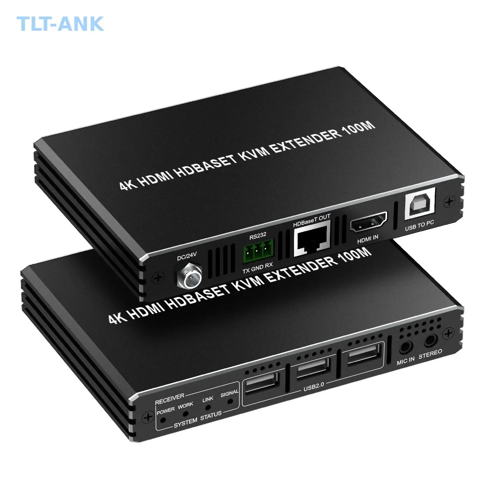 4K 60hz HDMI KVM Extender 100M 3 Ports USB2.0 Hub POE RS232 EDID Setting Stereo Audio and Microphone HDCP 2.2 KVM Extender