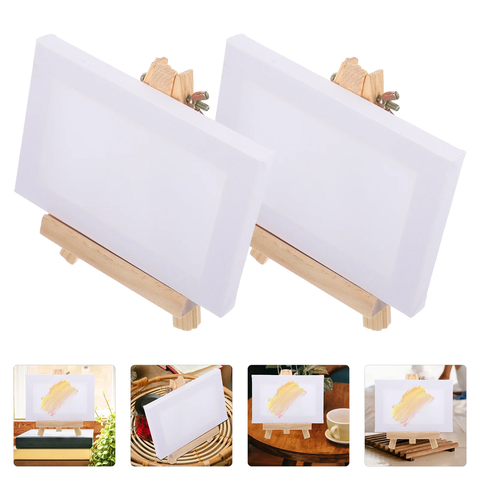 2 مجموعات حامل حامل صغير تصميم مدمج للزيوت الأكريليك الغواش ديكور المنزل مشاريع فنية قماش صغير وحامل الحامل #3