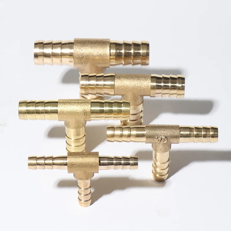 3 Way & 4 Way Brass Tube Connector, Straight Elbow Hose Cable 6 8 10 12 14 16 19mm, Copper Barbed Connector, Union Adapter