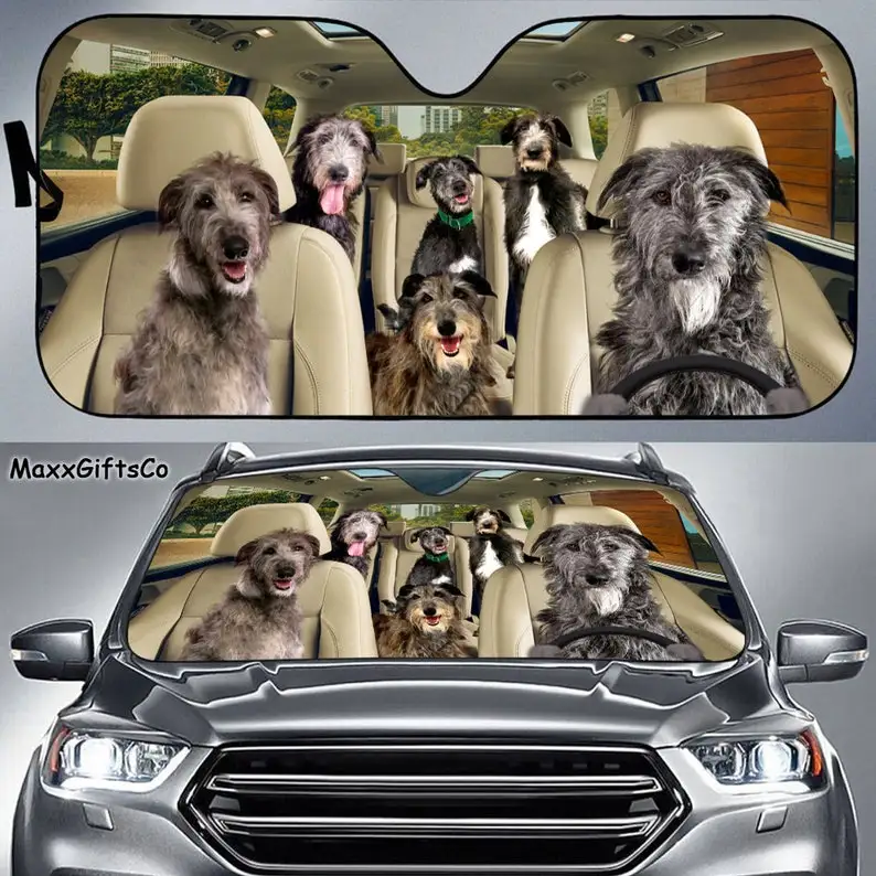 

Scottish Deerhound Car Sun Shade, Dogs Windshield, Dogs Family Sunshade, Dog Car Accessories, Car Decoration, Gift For Dad, Mom