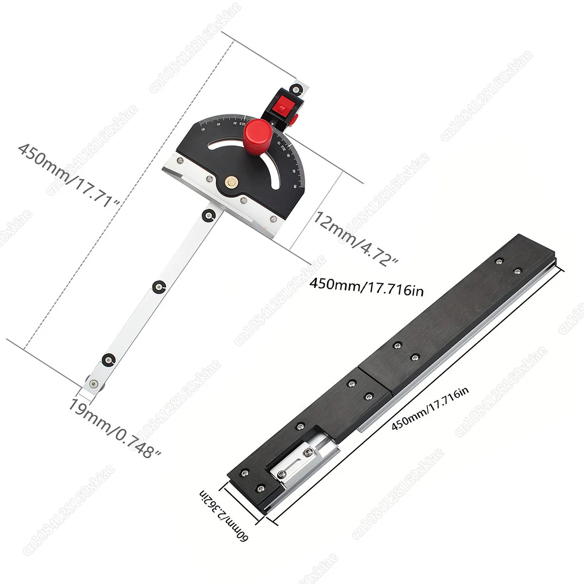 Imagem -04 - Miter Gauge e Tenoning Régua Alumínio Handle Benches Mesa Saw Router Serrar Assembleia Faça Você Mesmo Carpenter Ferramentas para Carpintaria 450 Milímetros