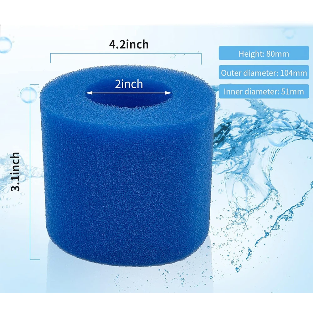 Cartucho de espuma de esponja lavable para filtro de piscina tipo VI, repuesto de filtro para Spa y piscina