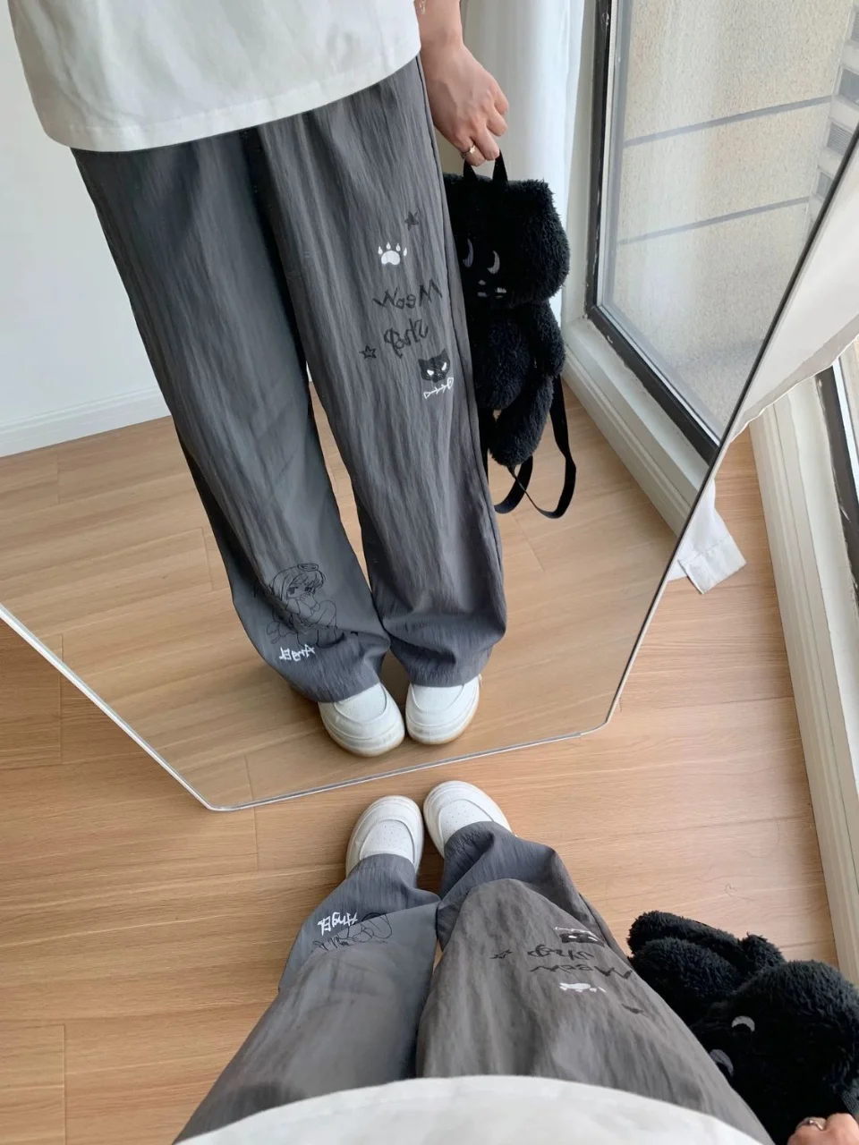 日本のサブカルチャー原宿スタイルアニメプリントレディースカジュアルパンツ夏アメリカンスパイシーガールストリートスタイルパンツエモ