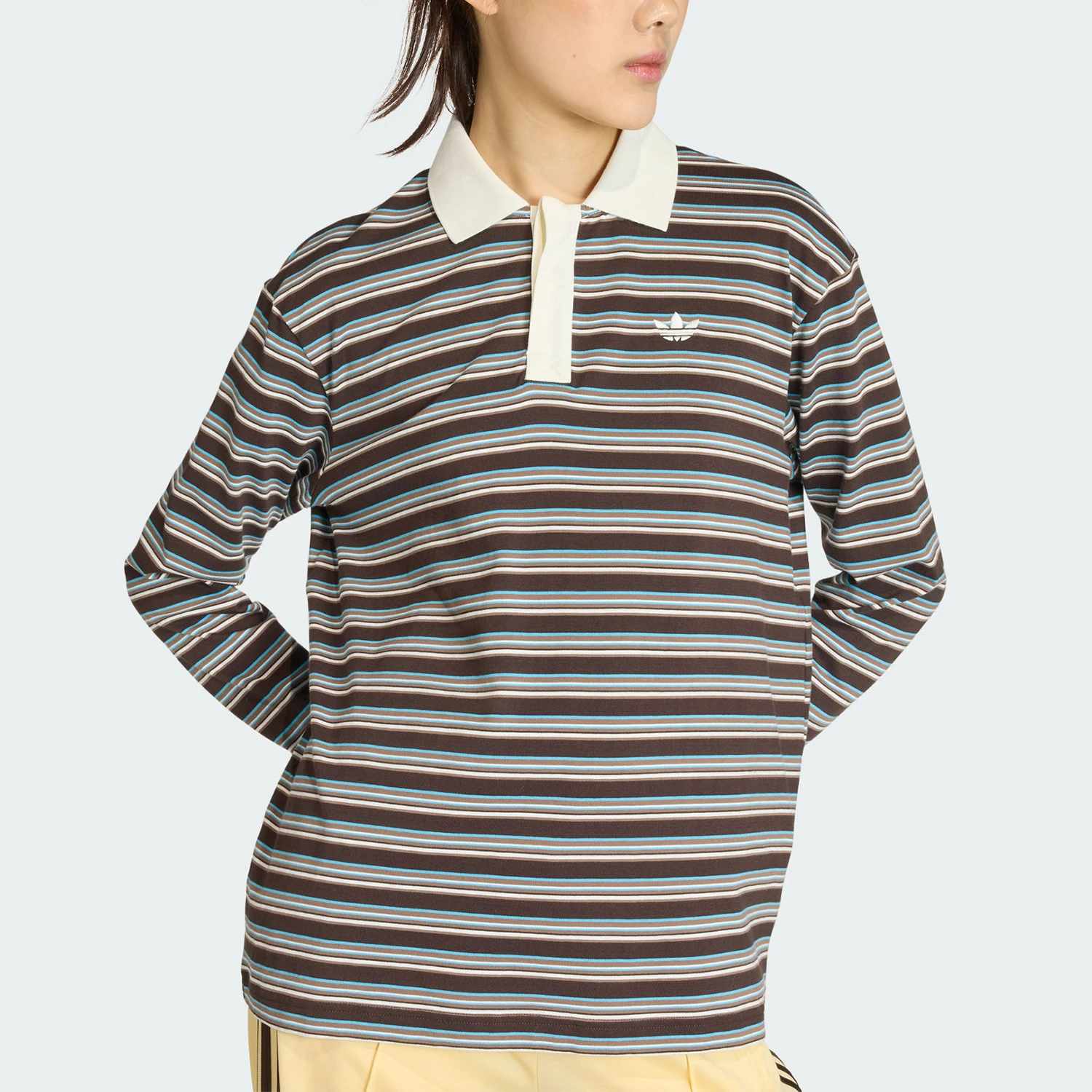 Adidas genuine clover women's skin friendly fashionable long sleeved polo shirt KU8352