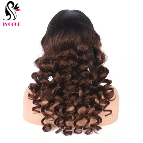 Ombre Full Lace Human Hair Wig Invisible Lace Peruvian Hair Bleached Knots Loose Wave Wig With Baby Hair Without Glue For Women