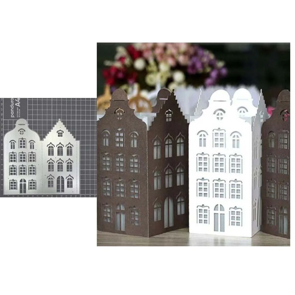 Haus Laternen Rahmen Metall Stanzformen DIY Scrapbooking Fotoalbum Dekorative Präge Schablone Papier Karte Handwerk