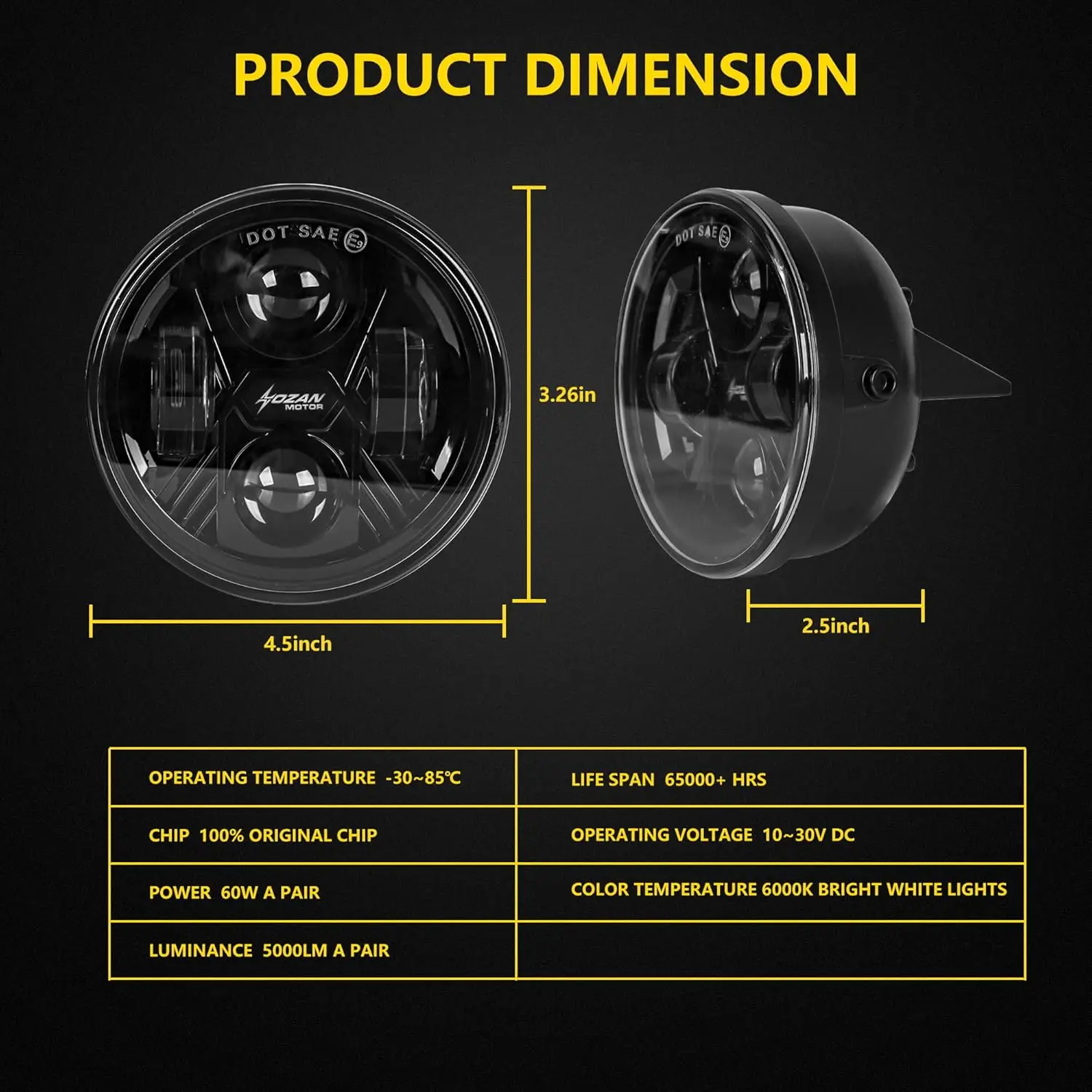 4.5 Inch LED Fog Lights for 2007-2014 Ford F150 Bumper Driving Lamps Assembly Replacement DOT SAE IP67 Waterproof (Pair)