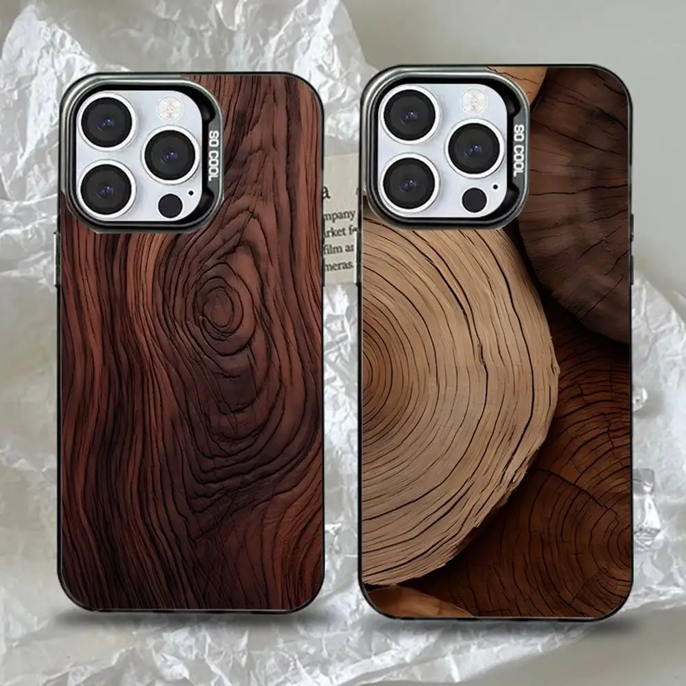 

Art Wood Grain Natural Phone Case For iPhone 17，16,15,14,13,12,11,Pro,Max,Plus,Mini,XS,SE Anti Fall Black Matte Hard Bumper