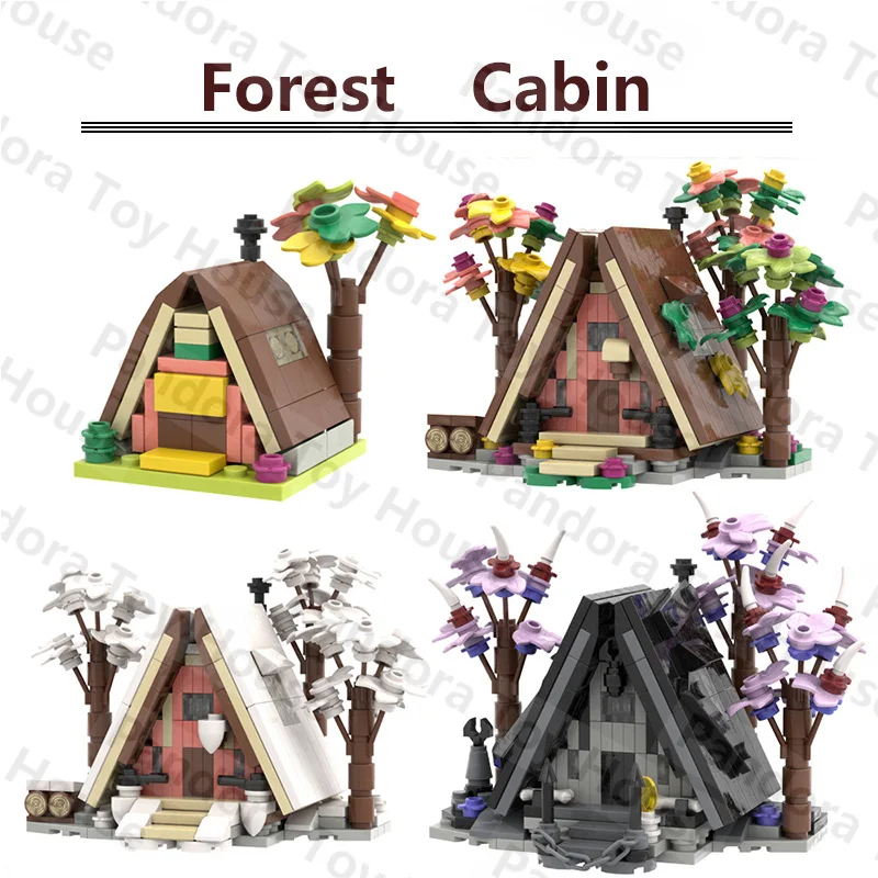 MOC Military Castle Villa Model Building Block Forest Figure Cabin Village House Tree View Accessories Toys Gifts