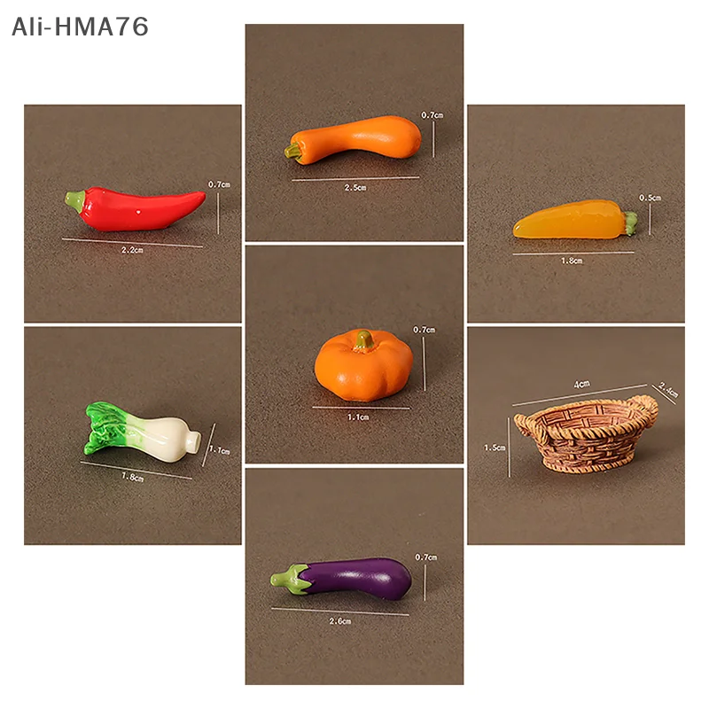 HMA76-1/12 Dollhouse Simulation Vegetable Basket Set Dollhouse Vegetables Decoration Dolls House Miniature Kitchen Play Toys