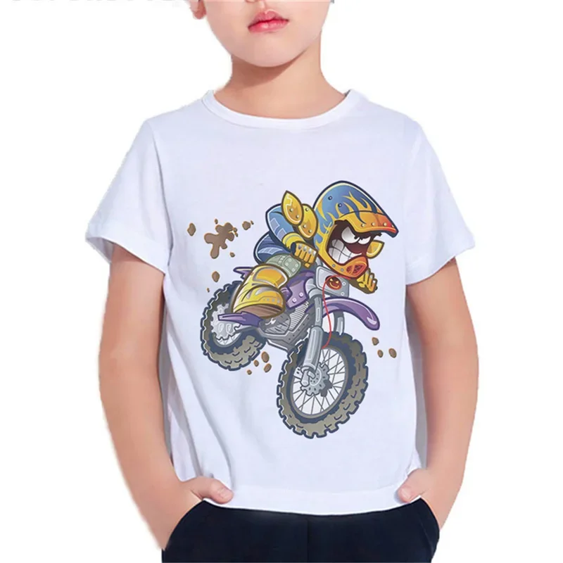 Motorcycle Harajuku 2D Boys Girls Teens Children\'s Clothes T Shirt Unisex Tees Short Sleeve Pullover Kids  Casual Wear Top