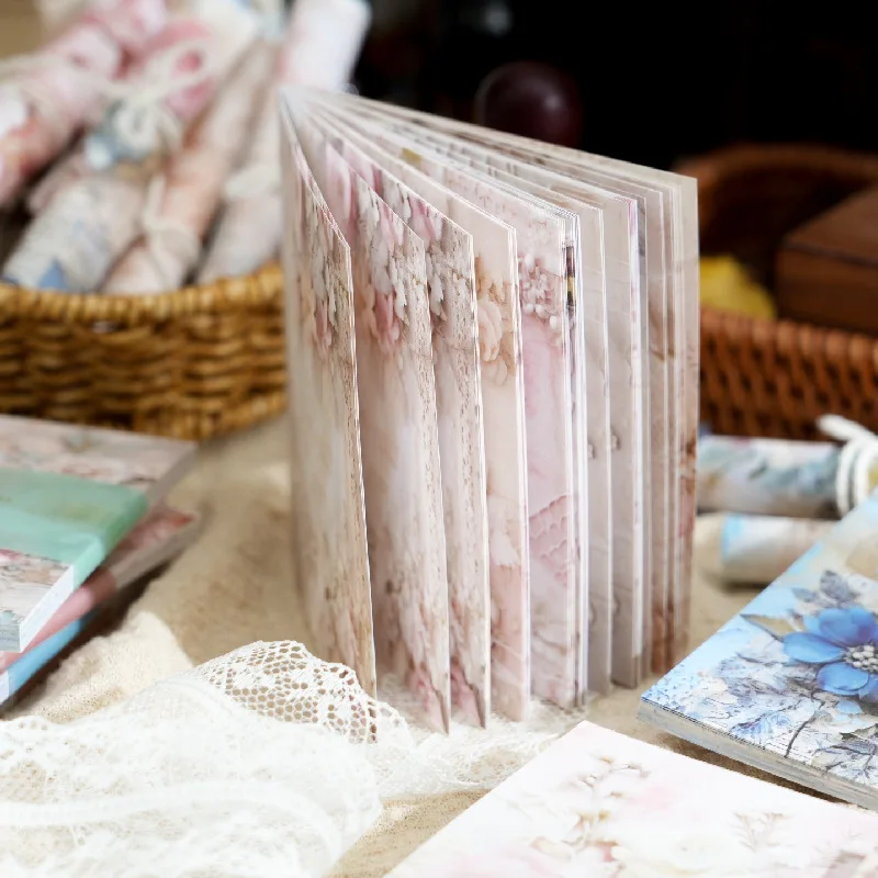 Bloc de notas de Material de papel, decoración de fondo de álbum de recortes de diario de chatarra, sendero de flores y miras deshilachadas, 50