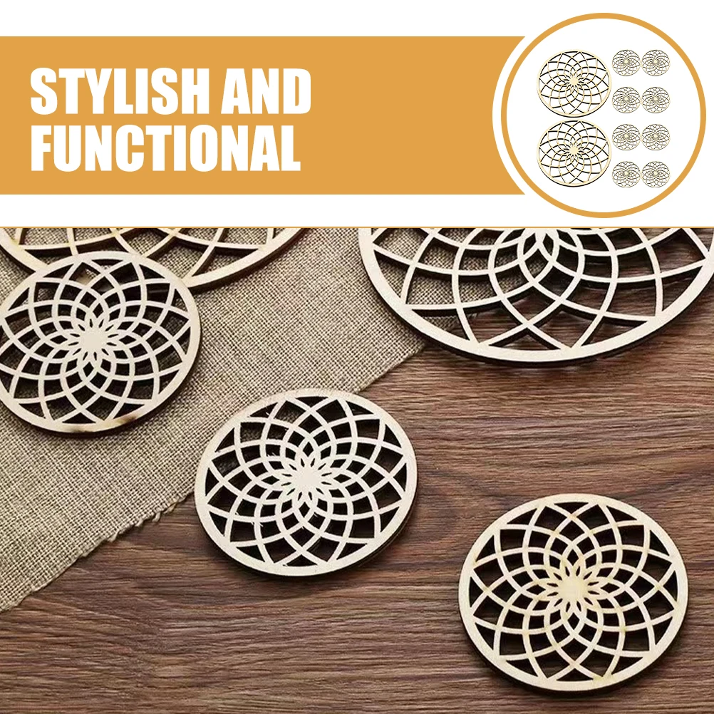 

10Pcs Wooden Heat Resistant Mats Hollow Trivets For Hot Pots Kitchen Coasters Stylish Tableware Pads