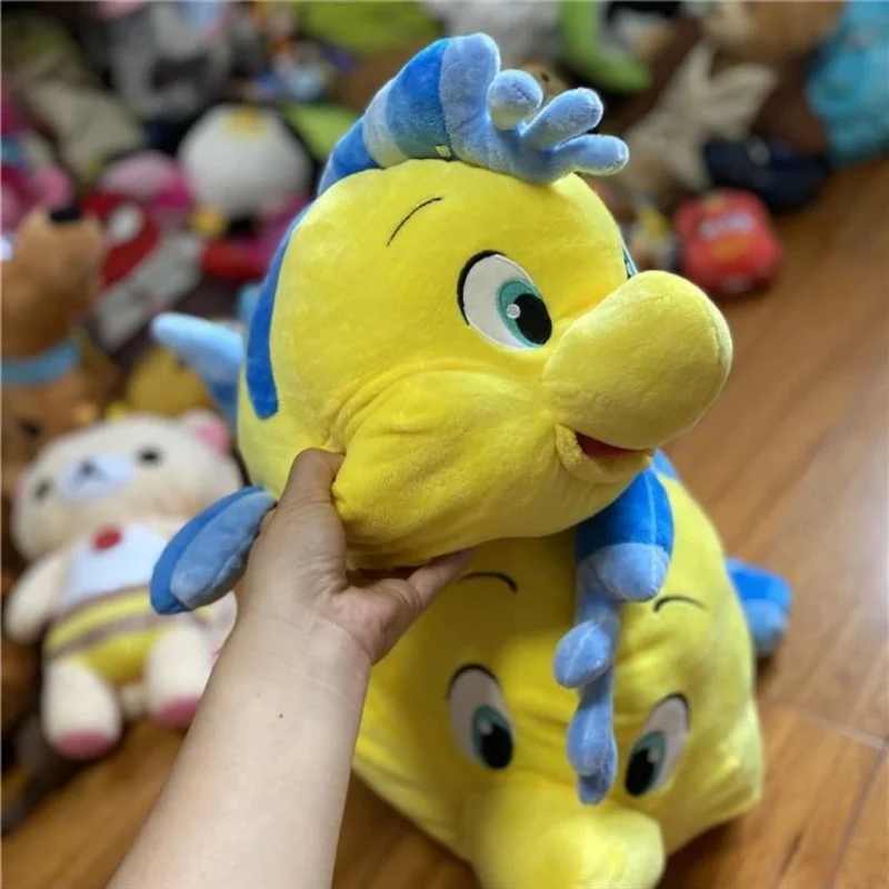 Kawaii Cartoon Chubby Pillow 35cm/45cm Disney Flounder Ariel The Little Mermaid Princess Plush Stuffed Dolls For Child Girl Gifs