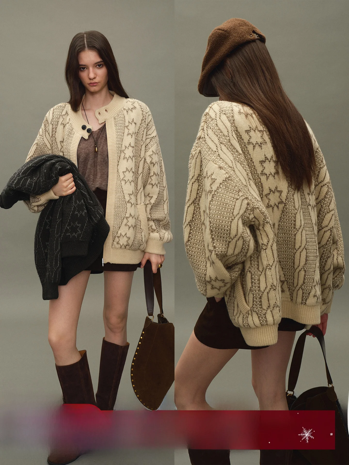 

Вязаный кардиган ChicJane в винтажном стиле Fair Isle из верблюжьей шерсти, модный, свободного кроя, из мягкого хлопка, с длинными рукавами и круглым вырезом