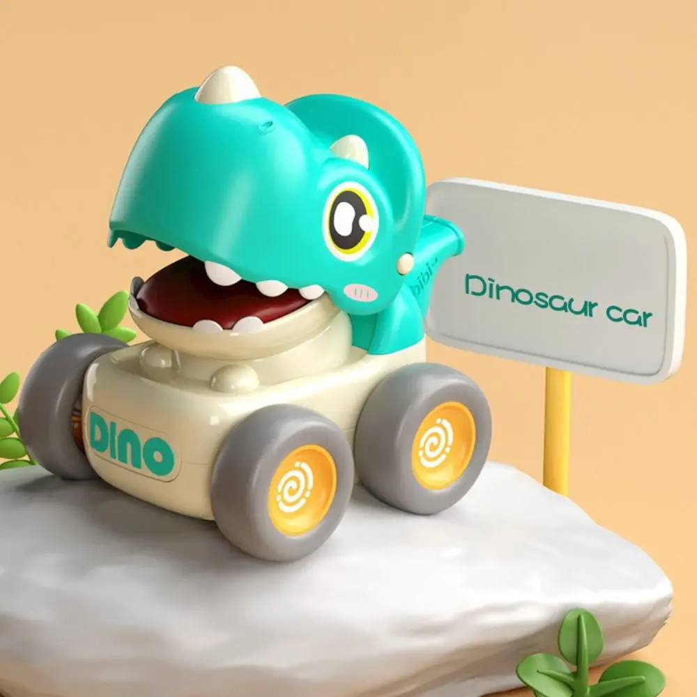 Coche de juguete de dinosaurio de dibujos animados, Mini vehículos Press Go, coches de inercia, juguetes para gatear de educación temprana Montessori para bebés y niños pequeños