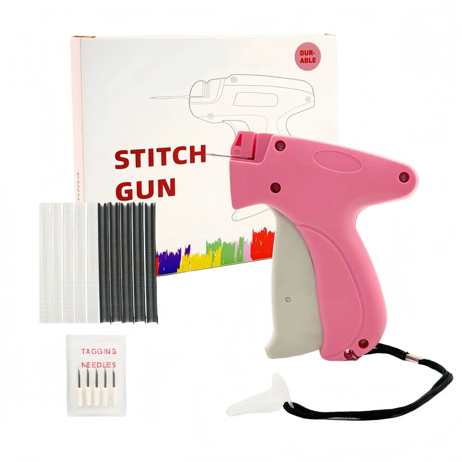 Stitch Gun for Clothes - Handheld Stitch Gun Quick Clothing Fixer Tagging Gun Includes 5 Needle 1000 Black &1000 White Fasteners