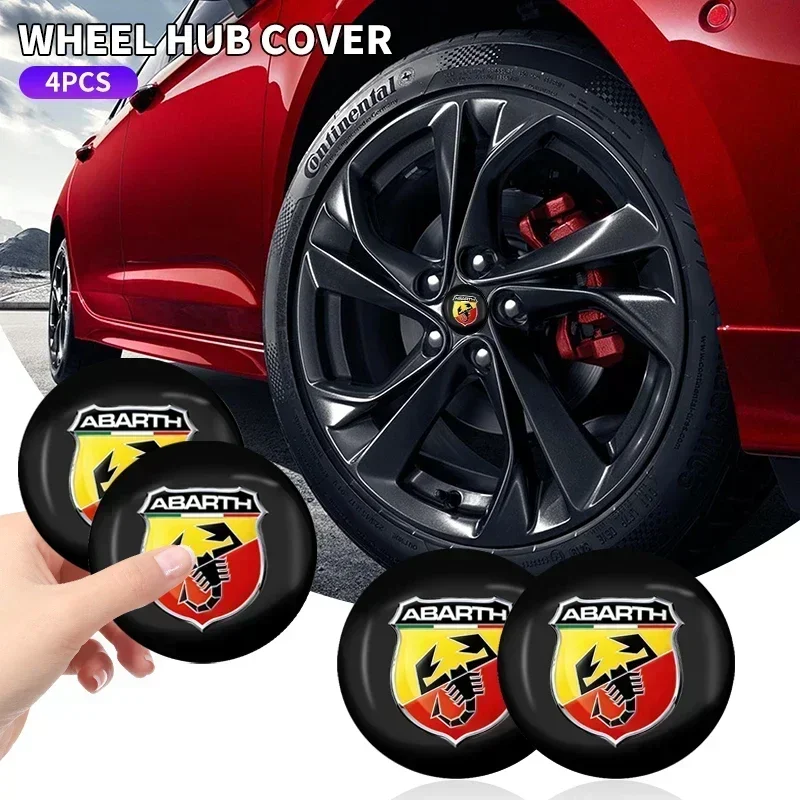 4Pcs 3D Car Wheel Hub Center Metal Decals Sticker Accessories For Abarth Freemont Strada 500x Grande Punto Ducato Stilo Palio
