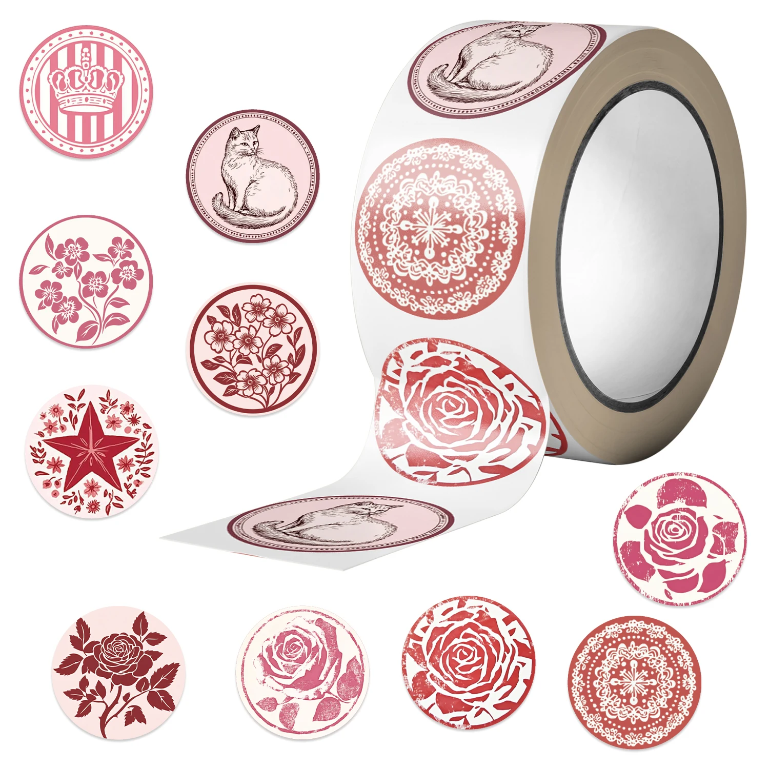 500 قطعة من ملصقات لفة الزهور الوردية الكرتونية - شارات PVC مقاومة للماء لحافظات الهاتف والكمبيوتر المحمول وتسجيل متجر YourLife #1