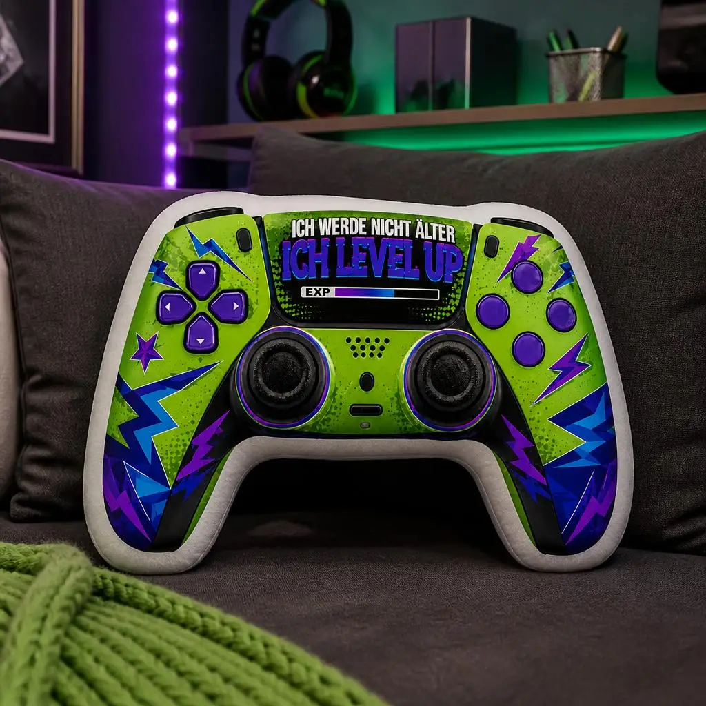 Level Up Aging Gamer Video Game Gamer Exp Neon Plush Pillow Cushion Funny Stuffed Throw Pillow Decor Gift Sofa Bed Child Room