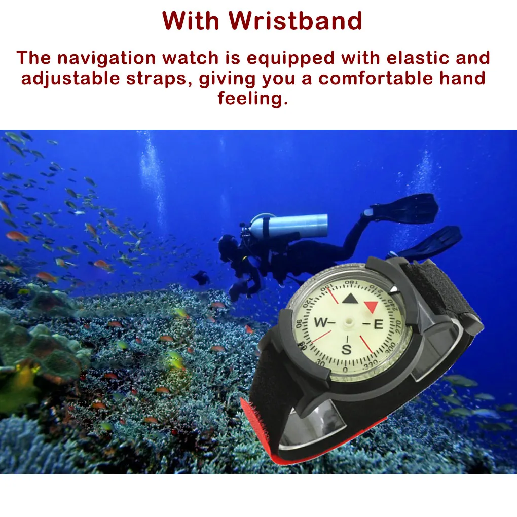 Wristband Compasses Diving Navigation Side Window Quick Positioning Strong Lodestone Luminous Dial with Wrist Strap