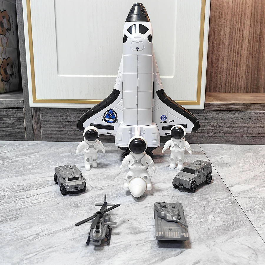 

Large transport plane toy -3 space astronauts, warship, fighter jet, helicopter model, space capsule model, boy's birthday gift
