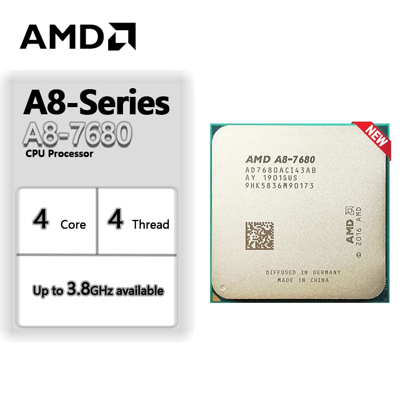 AMD A8-7680 CPU A8 7680 3.5GHz Quad-Core Quad-Thread Processor 45W Socket Up to 3.8GHZ For A68 Motherboard  Wholesaling