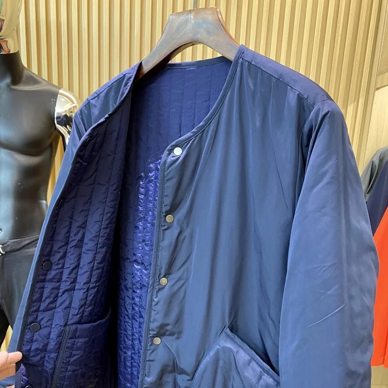 Легкий теплый хлопковый джет для мужчин, уличная двусторонняя одежда, пришитая подставка для ватного диска, модный воротник-стойка