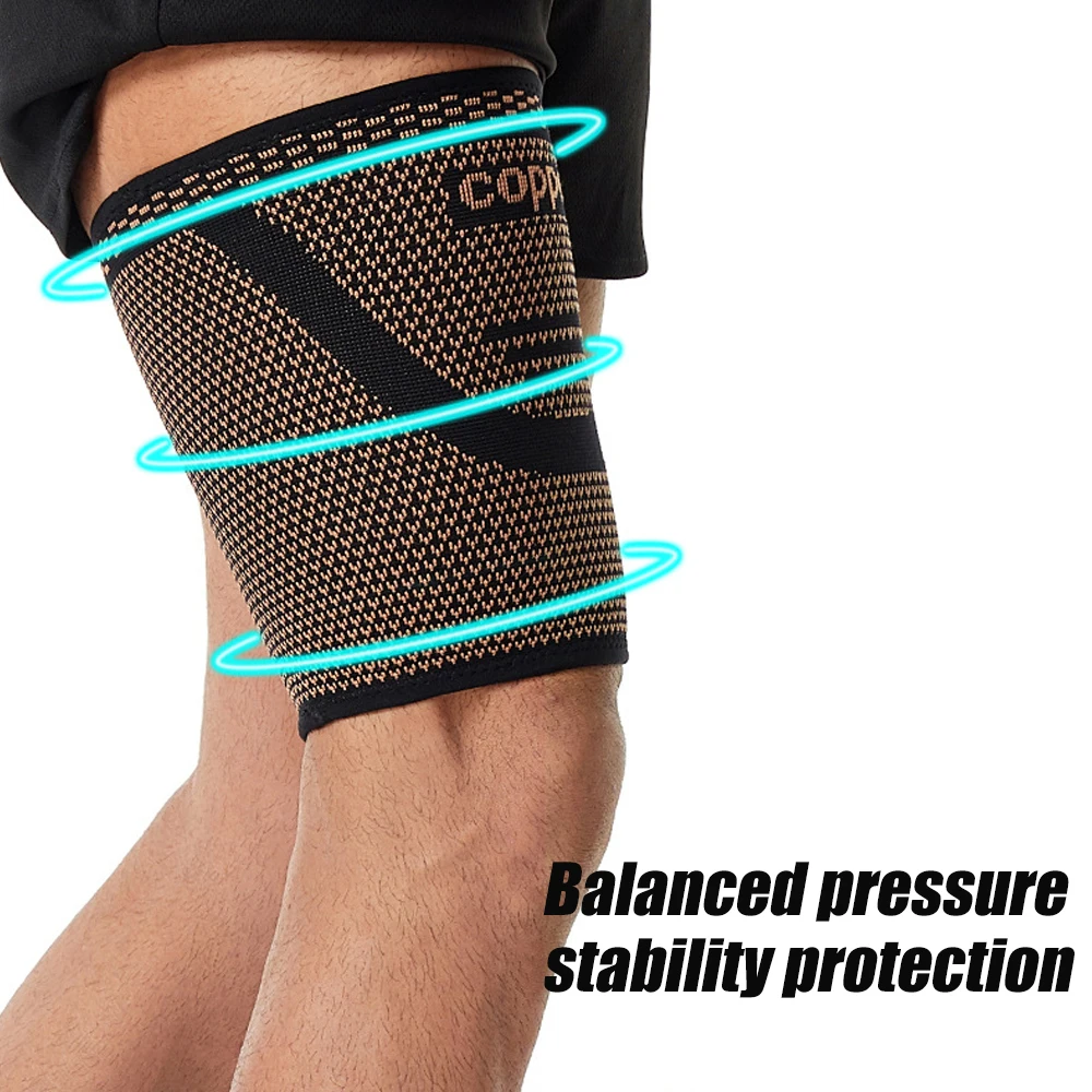 1pc Copper Thigh Compression Sleeve, Hamstring Compression Sleeve for Men and Women, Anti-Slip Upper Leg Sleeves for Recovery view 5