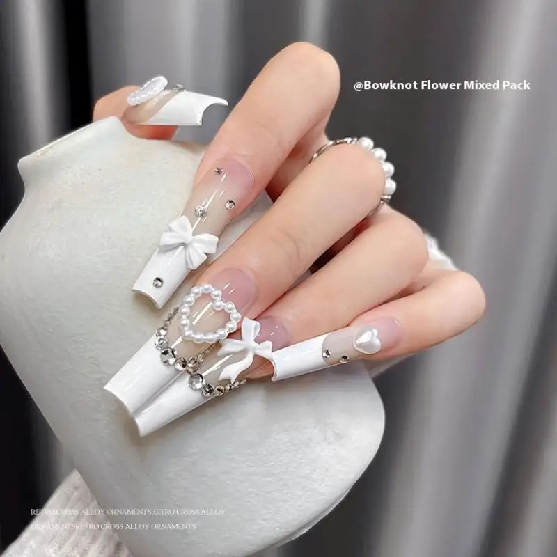 12 rejillas de resina con lazo, flores, diamantes 3D para uñas, Kit de gemas para uñas de fondo plano, dijes para decoración de uñas, accesorios de manicura DIY, gemas para uñas