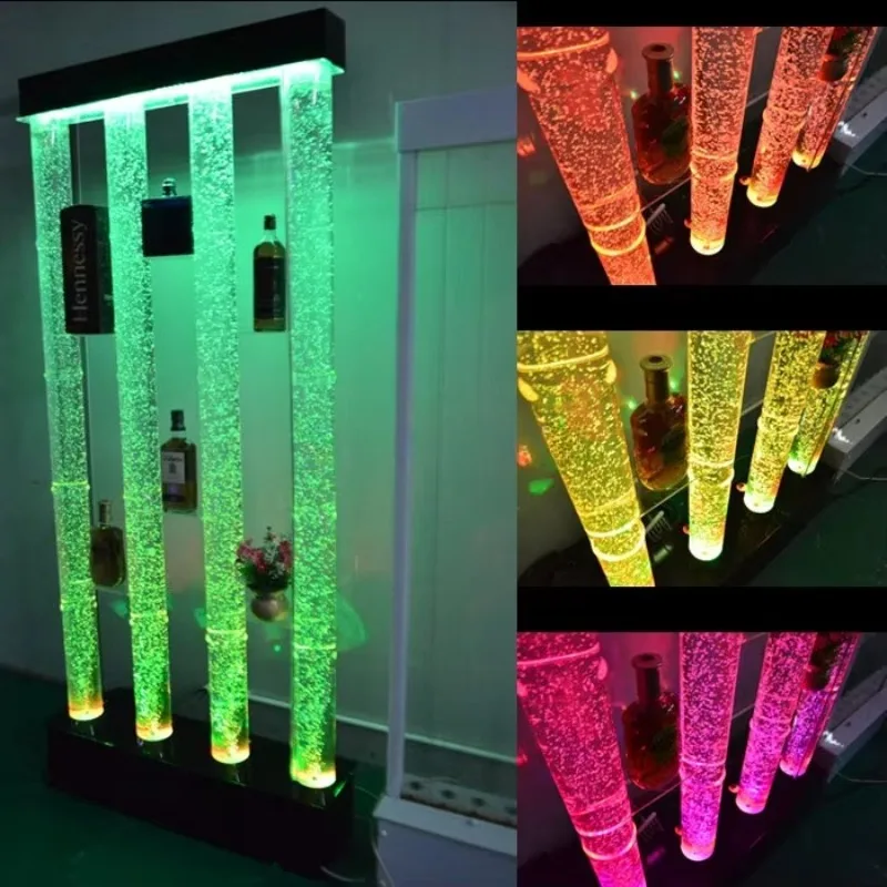 Customized LED Acrylic Glow Bar Wine Display Cabinet With 16 RGB Colors Remote Control And Waterproof Home Furniture Decor