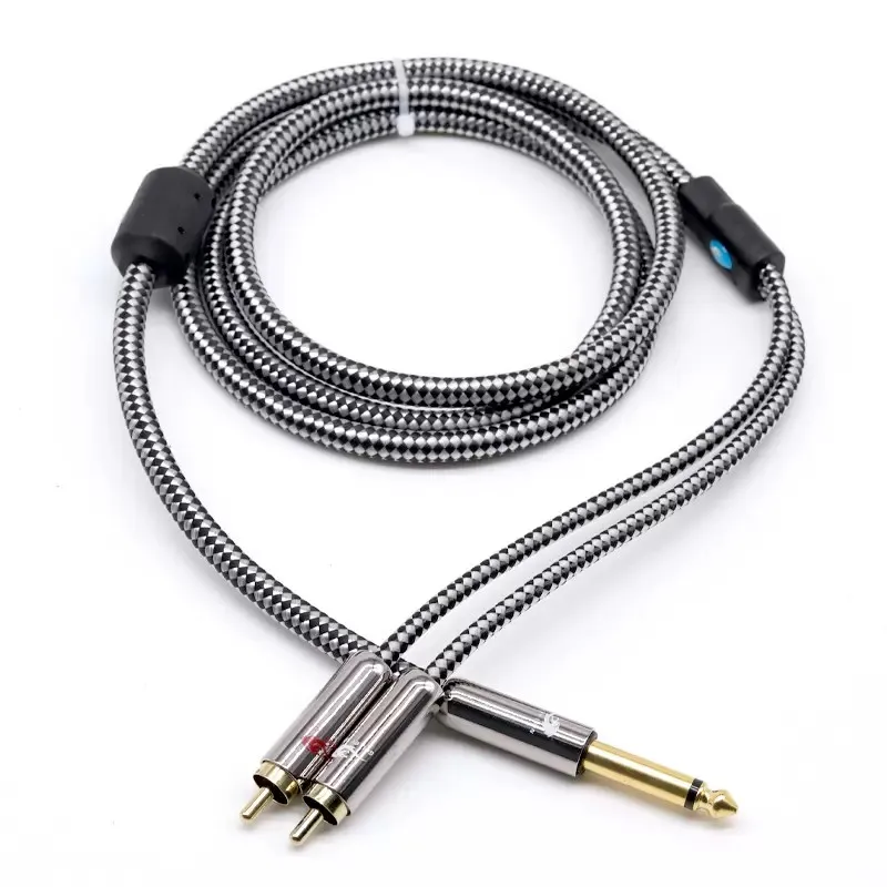 Premium Audio Cable MONO 1/4 IN TS Jack 6.35mm to 2*RCA for Eletronic Organ Soundbox Shielding Cable 1M 2M 3M 5M 8M 10M 12M