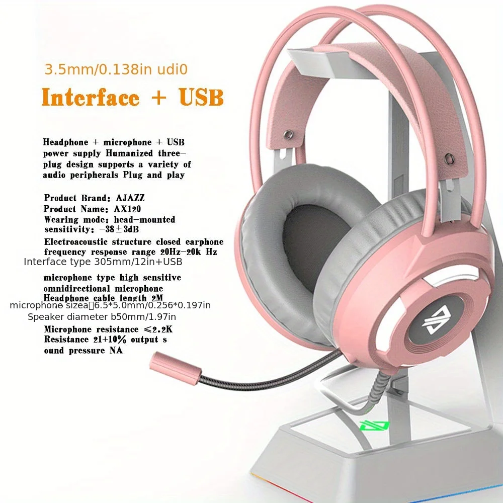 Image of AJAZZ AX120 cuffie da gioco cuffie interfaccia USB cuffie cablate computer desktop giochi giochi sport cod004