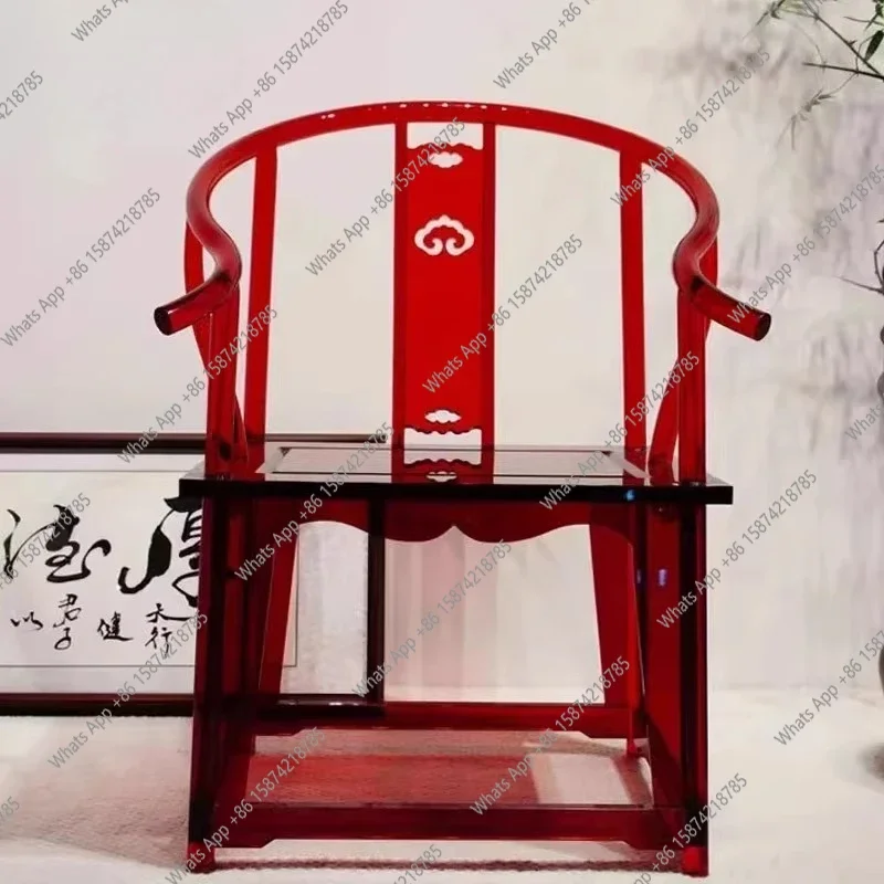 

S69 Новый красный акриловый стул Taishi в китайском стиле, антикварный официальный стул для шляпы, кольцо в китайском стиле, кресло для гостевой комнаты, клубный дом, кресло для отдыха