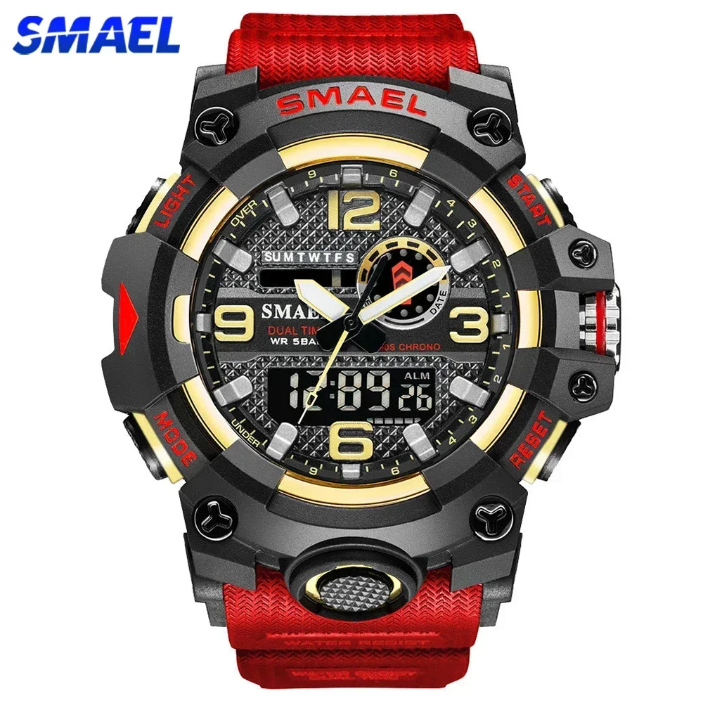 

SMAEL Digital Men Military Watches Dual Time Waterproof Luxury Top Brand Watch Men's Sports LED Quartz Analog Wristwatches Male