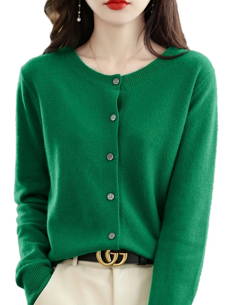 

2025 Sping New Women's Cardigan Fashion Sweaters Knitted O-neck Pullovers Long Sleeve Female Jumpers Wool Outerwear Lady Clothes