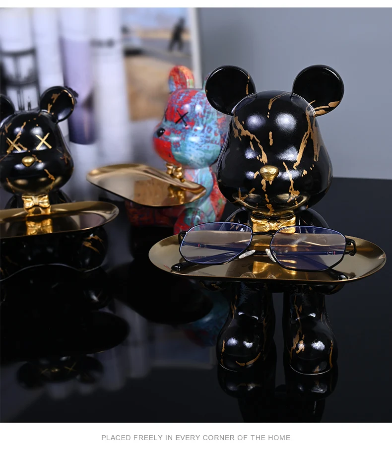 Bunte Bärenstatuen und Skulpturen Butler Figur Ornamente Innen Nordic Dekorative Zimmer Tischdekoration Harz Handwerk Geschenk – Detail 7