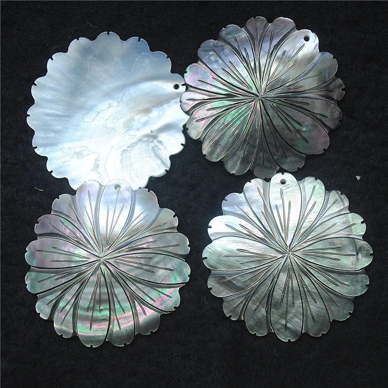 4PCS Hot Black Lips OF Shell Pendants 50MM For Fashion Women Necklace Making Mother Of Pearl Top Selling Unique